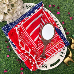 Vriksham Ink Blue Cotton Mulmul Saree With Pom Pom Lace-VS4426