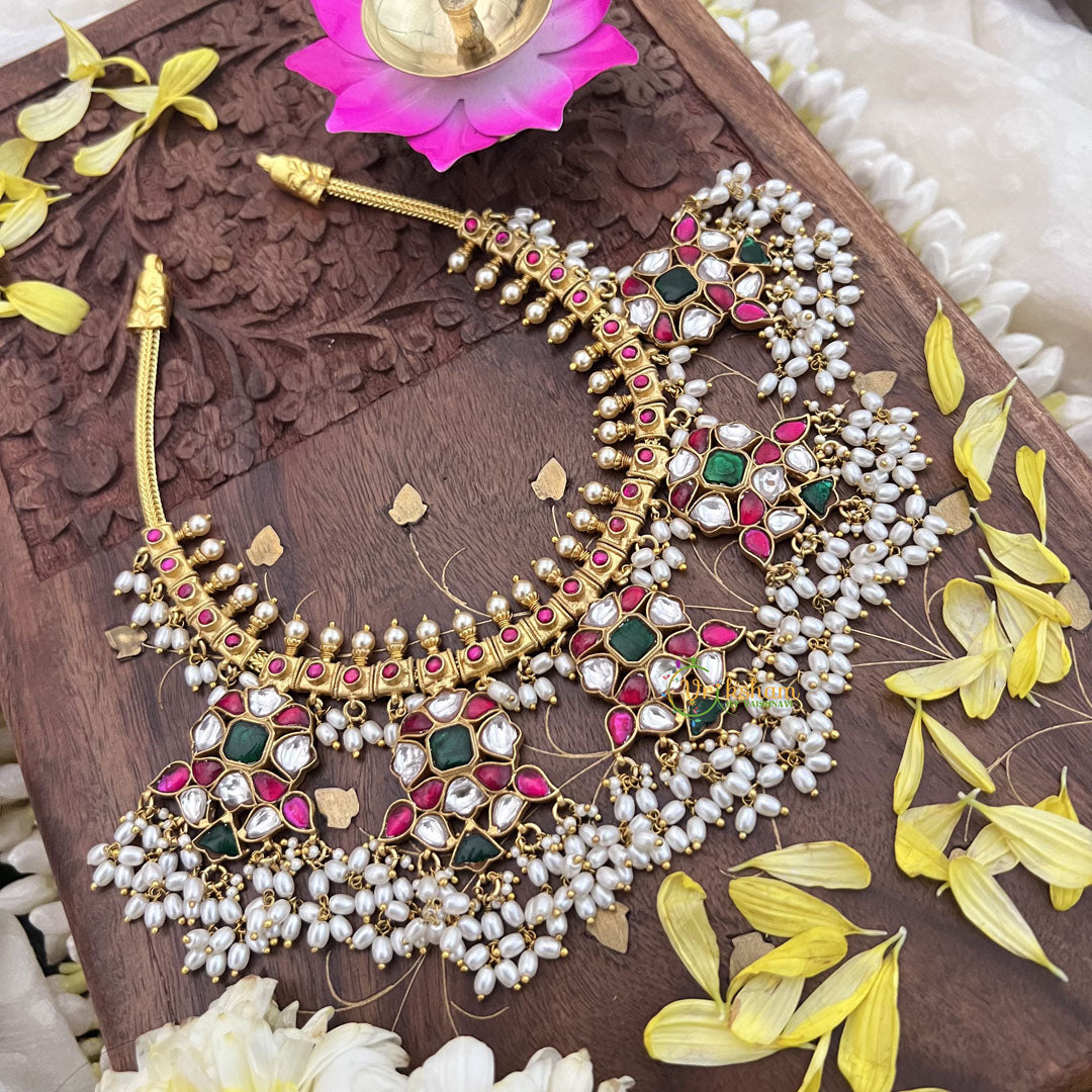 Vriksham Elegant Designer Jadau Kundan Short Guttapusalu Neckpiece-J3713