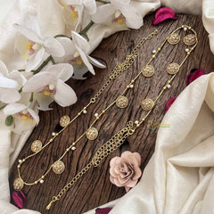 Vriksham Premium Gold Plated Round Floral Champ Hipchain-Pearls-G20782