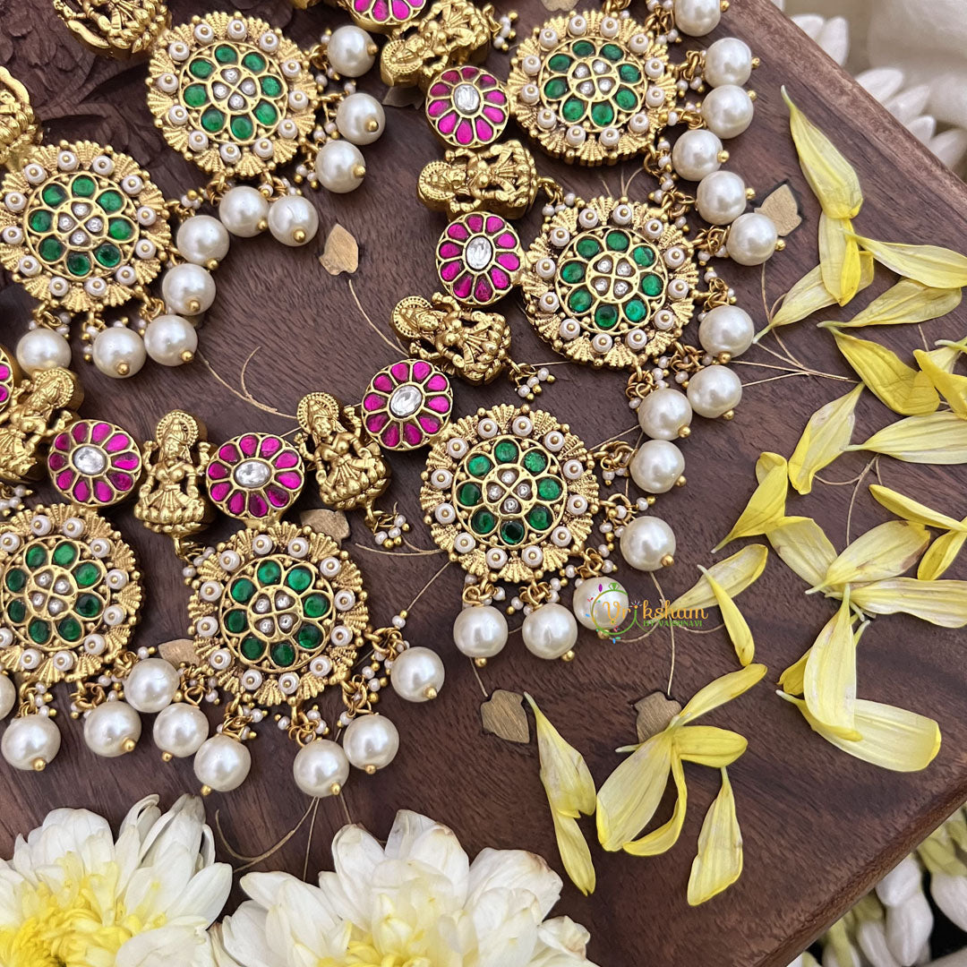 Vriksham Elegant Lakshmi With Coin Style Jadau Kundan Short Neckpiece-J3711
