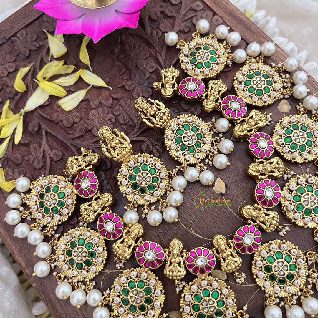 Vriksham Elegant Lakshmi With Coin Style Jadau Kundan Short Neckpiece-J3711