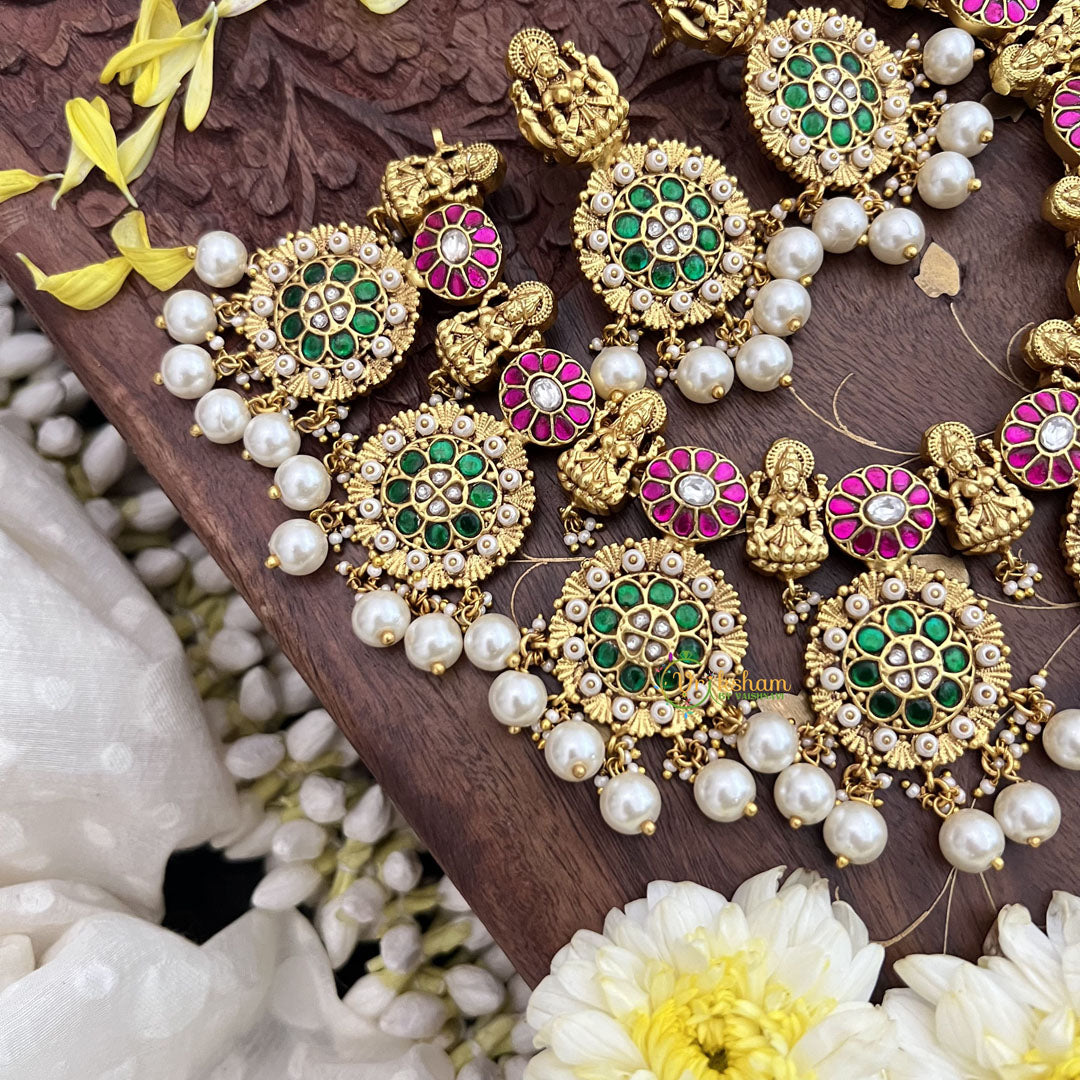 Vriksham Elegant Lakshmi With Coin Style Jadau Kundan Short Neckpiece-J3711