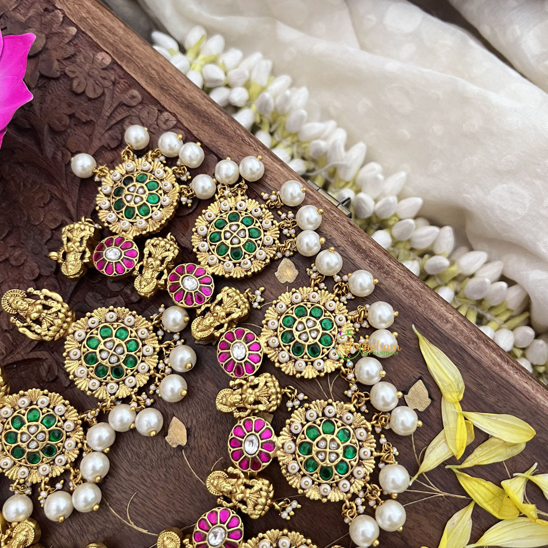 Vriksham Elegant Lakshmi With Coin Style Jadau Kundan Short Neckpiece-J3711