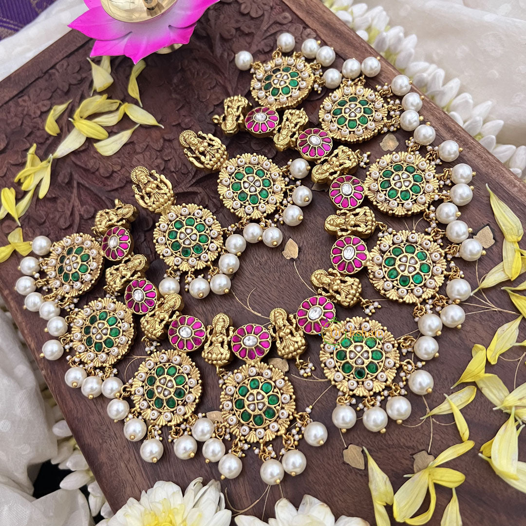Vriksham Elegant Lakshmi With Coin Style Jadau Kundan Short Neckpiece-J3711