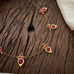 Red Kemp Stone Pendant Invisible Chain Neckpiece-G12766