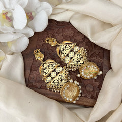 Vriksham Premium Bridal Three Tire Designer Jhumkas-Green Red -G18309