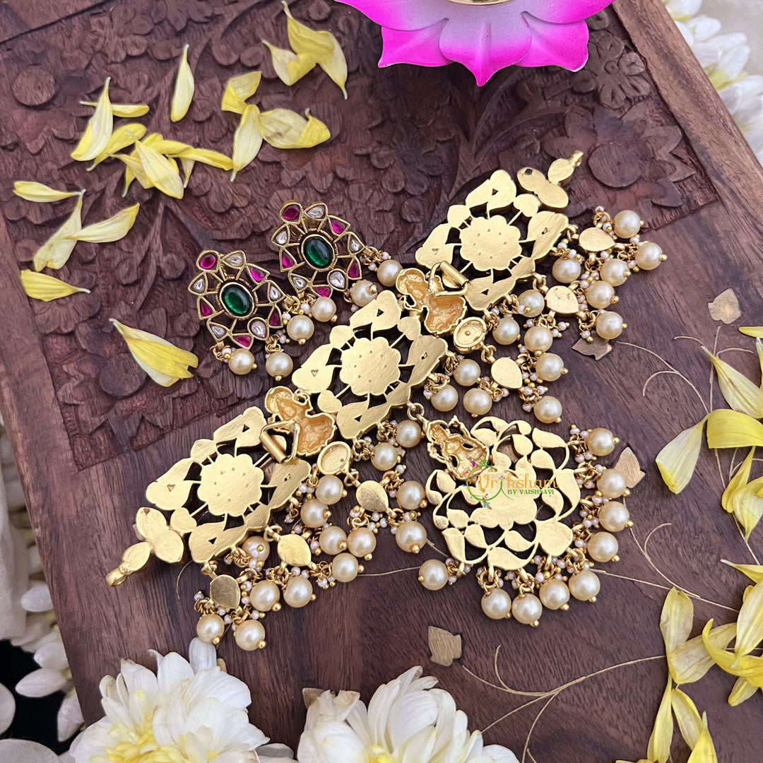 Vriksham Elegant Kundan Jadau Floral Lakshmi Choker-Off White Beads-J3708