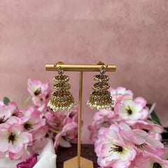 Vriksham Designer Jhumka Style Earrings-Pearls-White Bead-G18195
