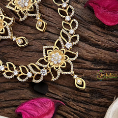 Vriksham Gold Look Alike Floral AD Stone Neckpiece-G16348