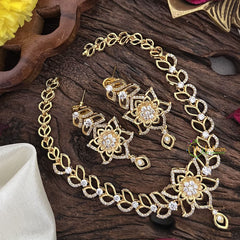 Vriksham Gold Look Alike Floral AD Stone Neckpiece-G16348