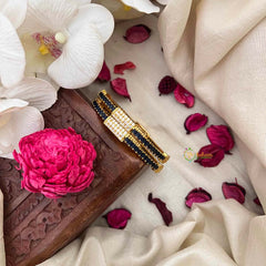 Vriksham Designer Golden Shine Blue & White Crystals Bangles-G21619