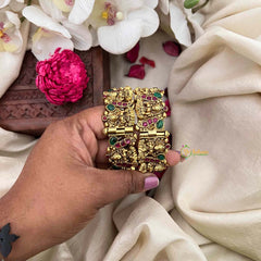 Vriksham Lakshmi Idol & Peacock Golden Design Style Bangles-Red Green-G21618