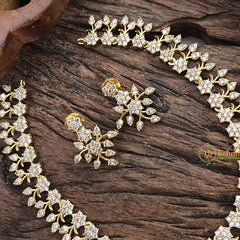 Vriksham Simple AD Stone Leaf Short Neckpiece-G16331