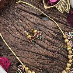 Unique Gold Alike Red Green AD Stone Nechpiece-Leaf-G14501