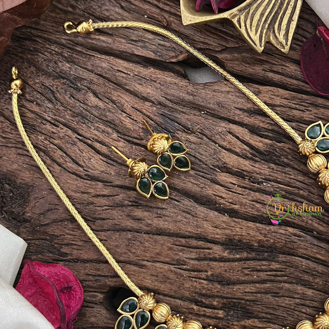 Unique Gold Alike Green AD Stone Nechpiece-Leaf-G14500