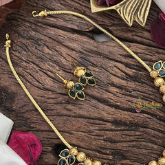 Unique Gold Alike Green AD Stone Nechpiece-Leaf-G14500