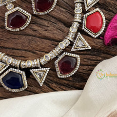 Vriksham Premium Multicolor AD Stone Short Neckpiece-G17932