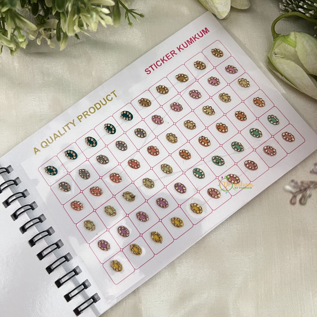 Vriksham LCT Stone Pestal Mix Shape Bindi Book(300 Bindi)-BB227