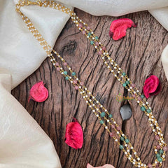 Vriksham  Simple Elegant  layered Bead Mala-Red Green-G21608