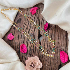 Vriksham  Simple Elegant  layered Bead Mala-Red Green-G21608