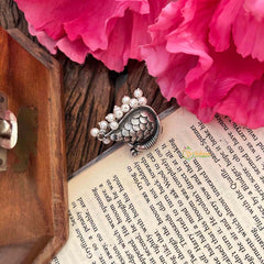 Vriksham Designer Peacock Adjustable With Pearl Drops Finger Ring -S1139