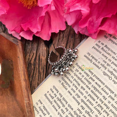 Vriksham Oxidized Silver Band Ring with Hanging Ghungroo Charms Figure Ring-S1166