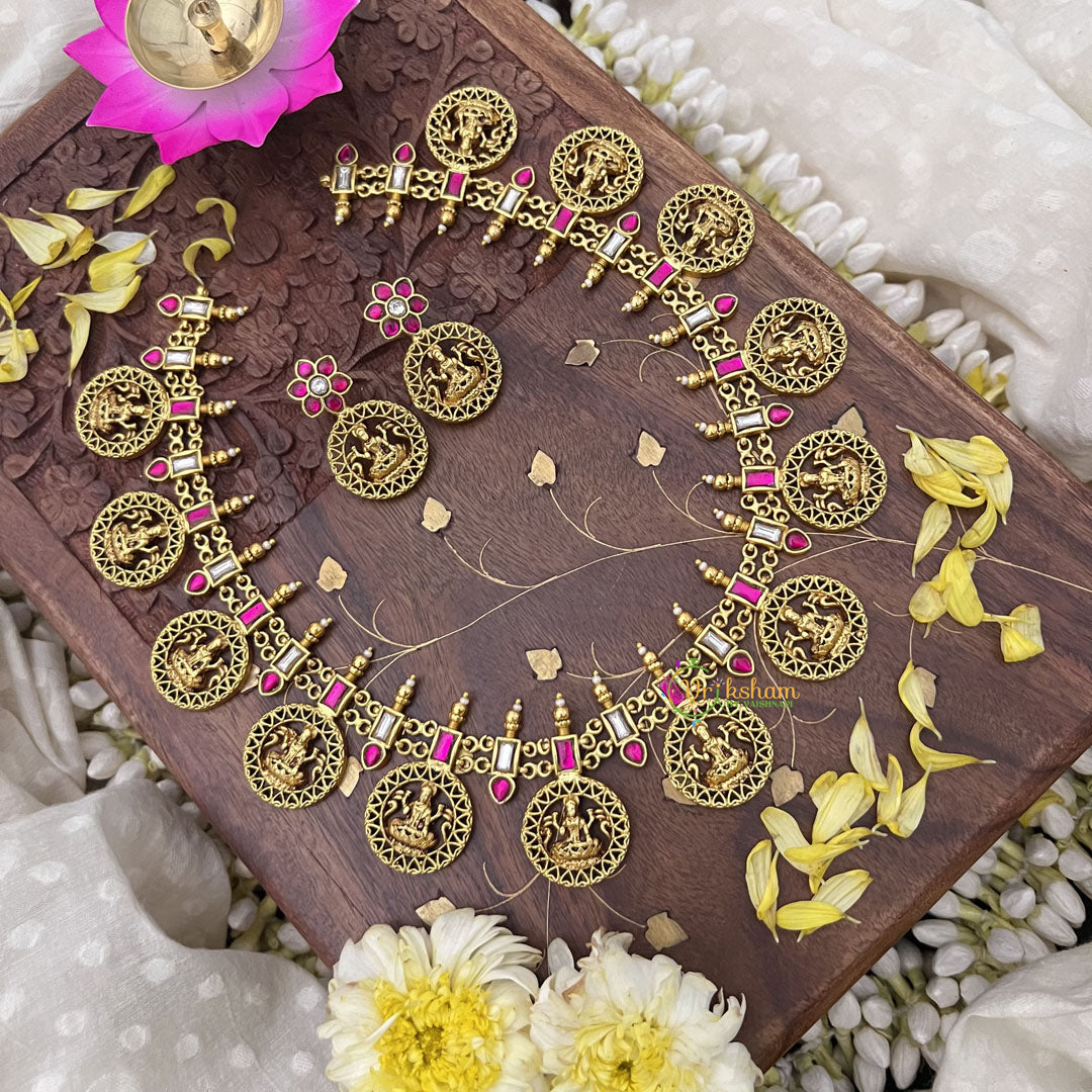 Vriksham Kundan Jadau Lakshmi Coin Style Short Neckpiece-J3731