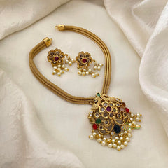 Premium AD Stone Floral Addigai Choker-G12066