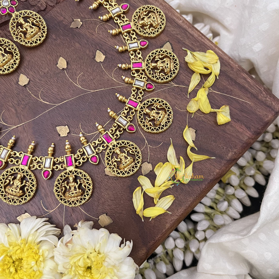 Vriksham Kundan Jadau Lakshmi Coin Style Short Neckpiece-J3731