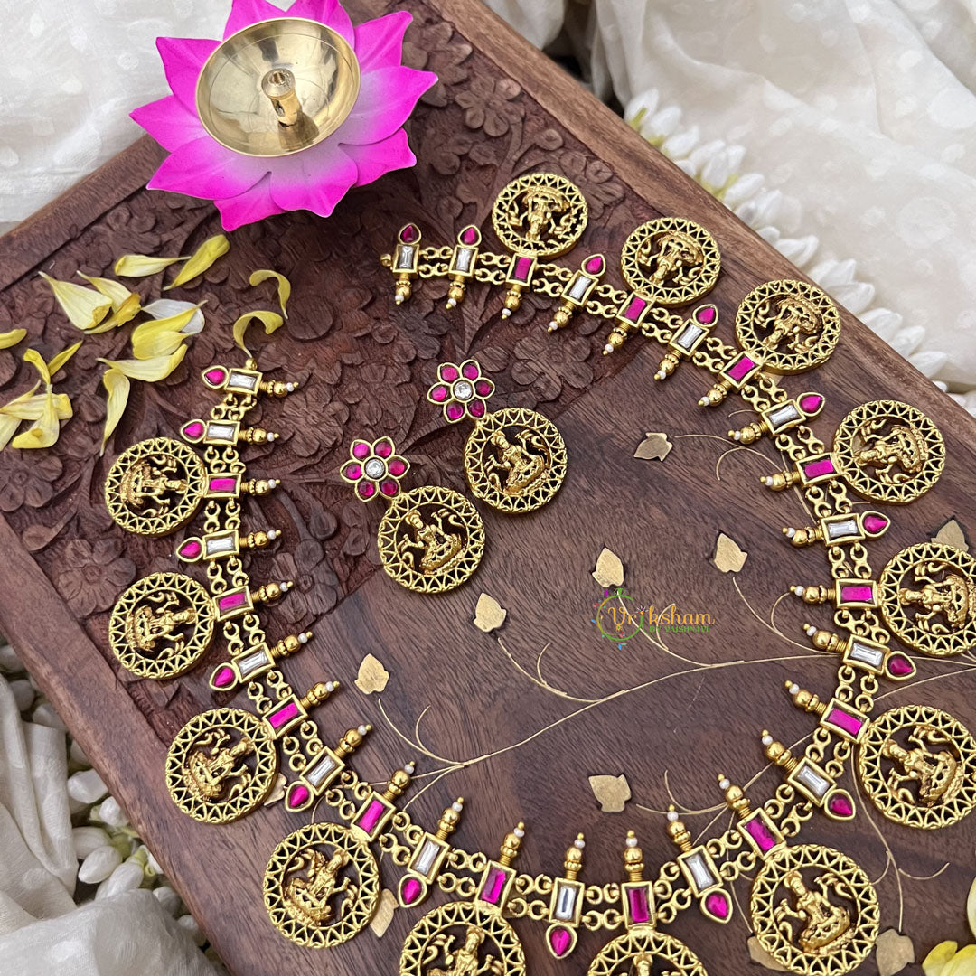 Vriksham Kundan Jadau Lakshmi Coin Style Short Neckpiece-J3731