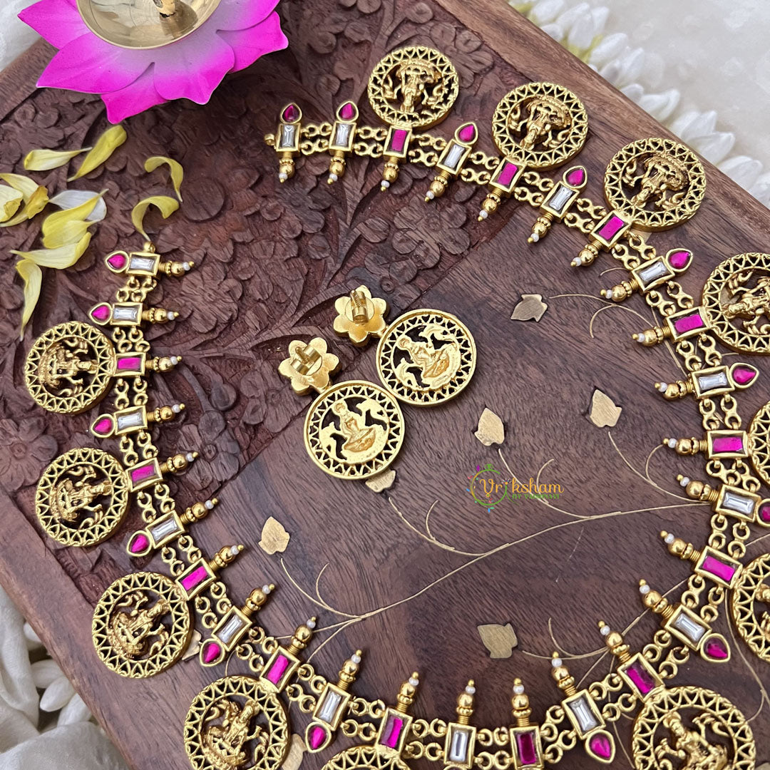 Vriksham Kundan Jadau Lakshmi Coin Style Short Neckpiece-J3731