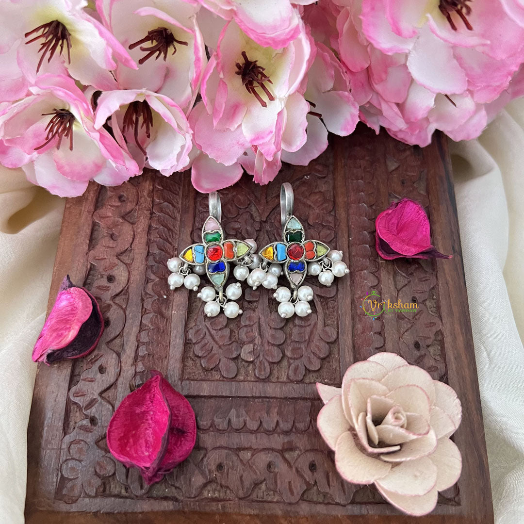 Vriksham Four Pattle Maharashtrian Style Press Bugadi-Multicolor-White Bead-J3149