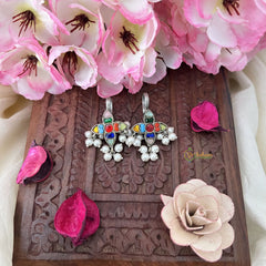 Vriksham Four Pattle Maharashtrian Style Press Bugadi-Multicolor-White Bead-J3149