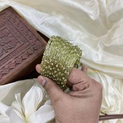 Pista Green BKS Thin Glass Bangle-Set of 12-G14447