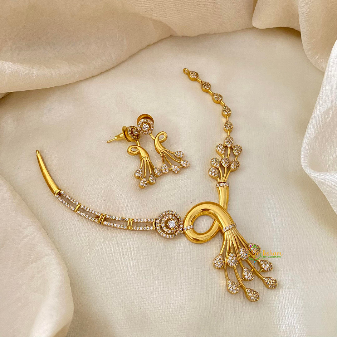 Premium AD Stone One Stan Peacock Hasli Choker-G12067