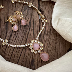 Simple Pastel Pink Short Neckpiece-G12821