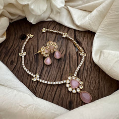 Simple Pastel Pink Short Neckpiece-G12821