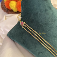 Elegant Red AD Stone Pendant 3 Layer Chain-G14688