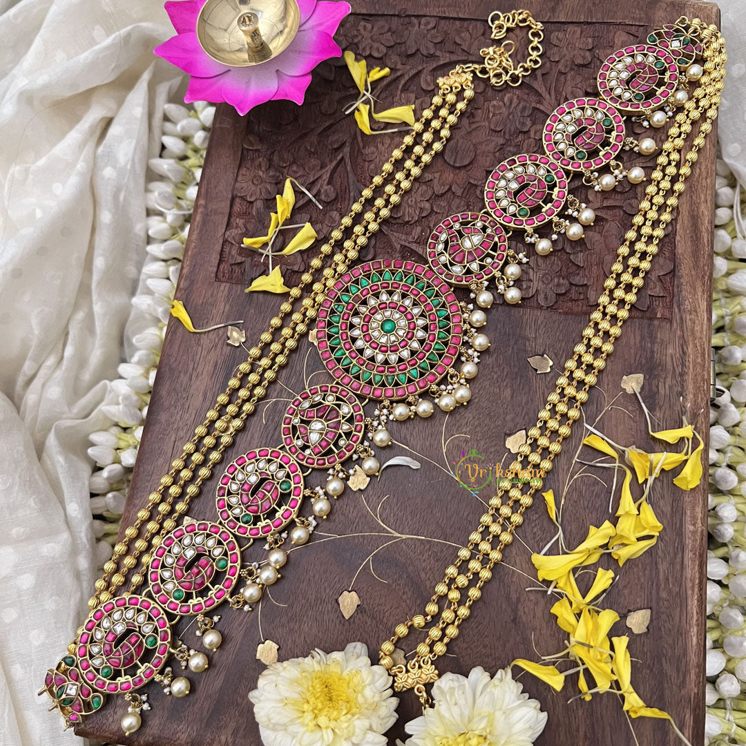 Vriksham Kundan Jadau Multi-Circle Hipchain with Pearls-J3737