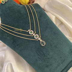 Elegant Green AD Stone Pendant 3 Layer Chain-G14690