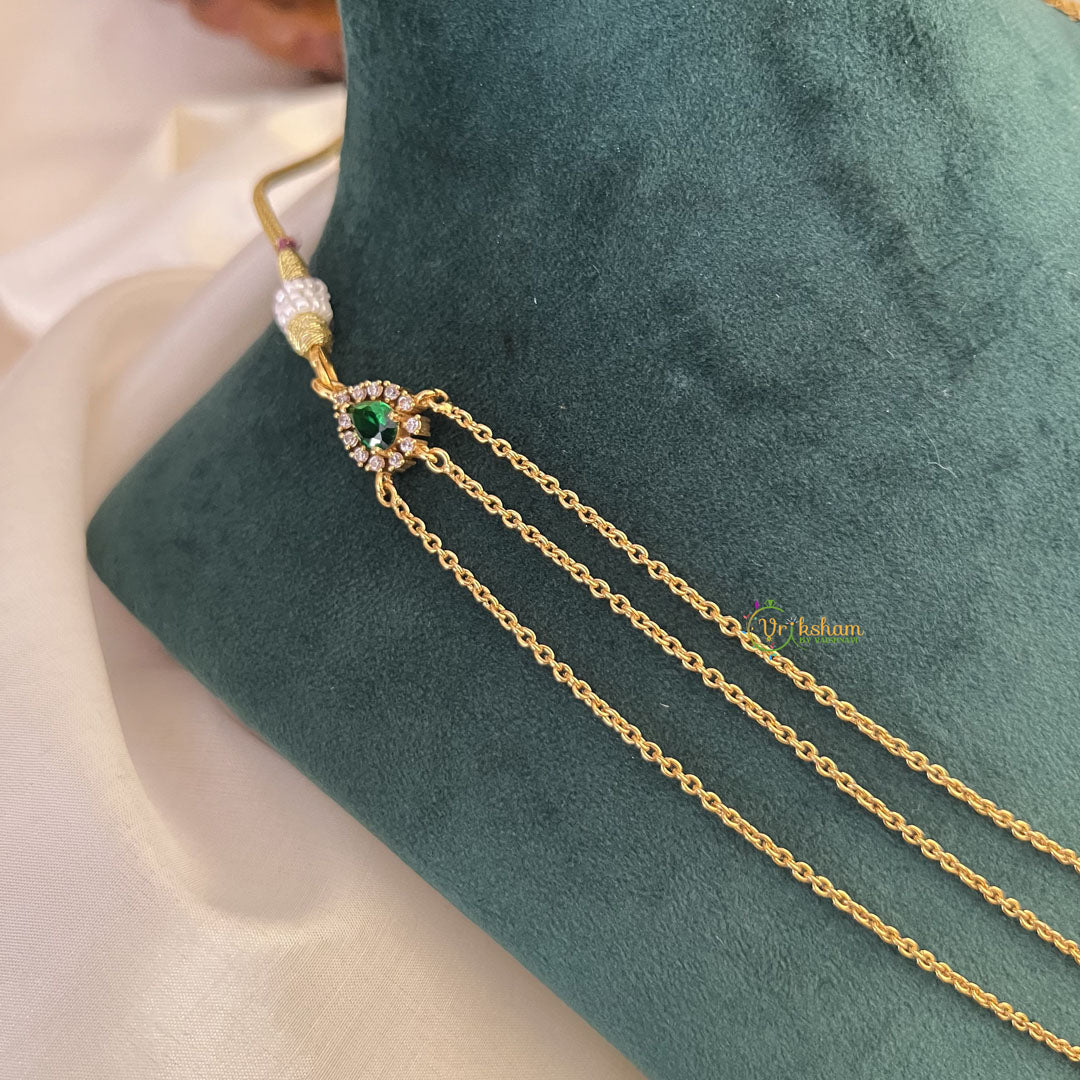 Elegant Green AD Stone Pendant 3 Layer Chain-G14690