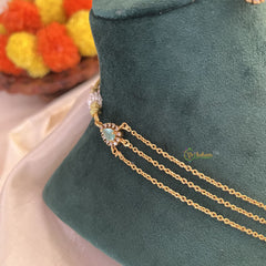 Elegant Aqua Green AD Stone Pendant 3 Layer Chain-G14689