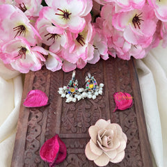 Vriksham Annam Style Maharashtrian Style Press Bugadi-Multicolor-White Bead-J3138