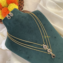 Elegant Purple AD Stone Pendant 3 Layer Chain-G14627