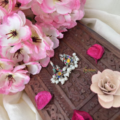 Vriksham Annam Style Maharashtrian Style Press Bugadi-Multicolor-White Bead-J3138