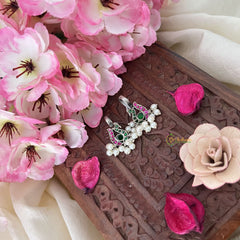 Vriksham Annam Style Maharashtrian Style Press Bugadi-Red Green-White Bead-J3136