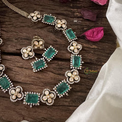 Elegant Green Victorian Diamond Neckpiece-VV1779