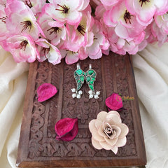Vriksham Parrot Maharashtrian Style Press Bugadi-Green-White Bead-J3154