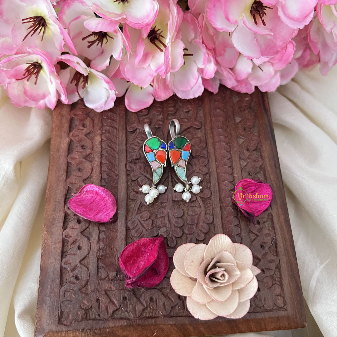 Vriksham Parrot Maharashtrian Style Press Bugadi-Mulricolor-White Bead-J3157