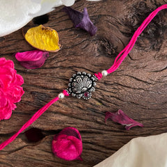 Rakshabandhan Silver Shell Pendant Rakhi-Pink-G13037